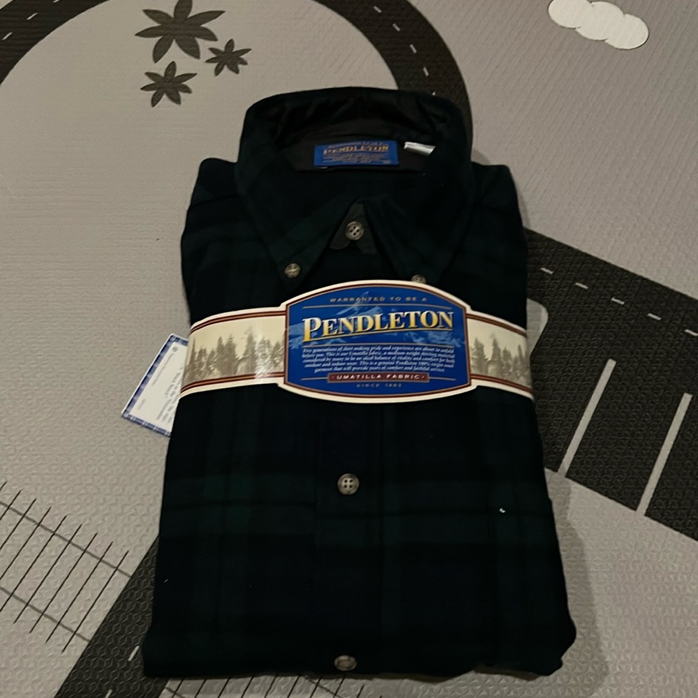 Vtg Pendleton Board Plaid Wool Flannel Button Down Shirt USA M